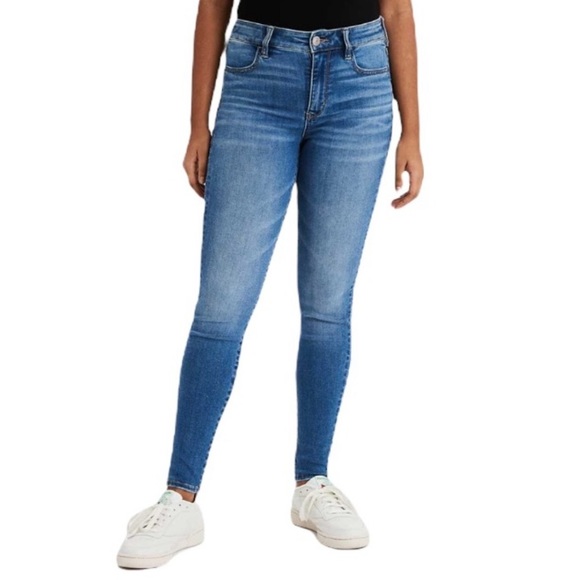 American Eagle High Rise Jegging Crop - Medium Blue Wash - Womens size 0 regular - Picture 1 of 12